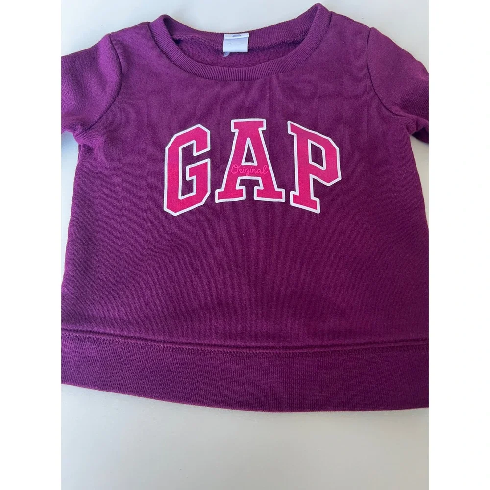 GAP Baby Girl's Crew Neck Sweatshirt Top Logo Active‎ Beach Plum 12-18 Months